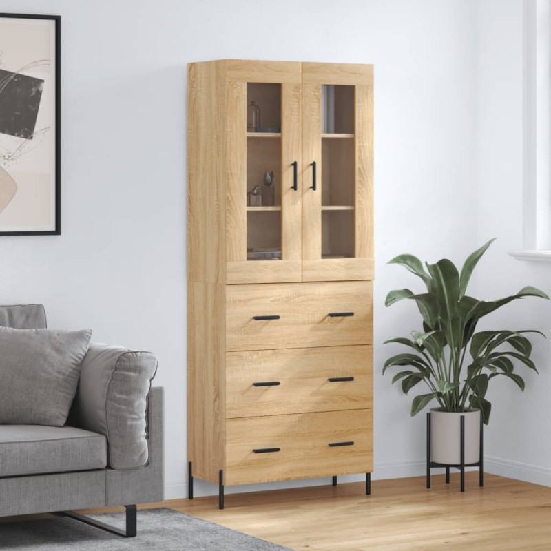 vidaXL Aparador alto madera contrachapada color roble 69,5x34x180 cm vidaXL Aparador alto madera contrachapada color roble 69,5x34x180 cm
