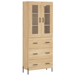 vidaXL Aparador alto madera contrachapada color roble 69,5x34x180 cm