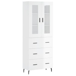 vidaXL Aparador alto madera contrachapada blanco brillo 69,5x34x180 cm