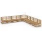 vidaXL Muebles de jardín 9 pzas y cojines marrón miel madera pino vidaXL Muebles de jardín 9 pzas y cojines marrón miel madera pino