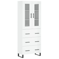 vidaXL Aparador alto madera contrachapada blanco brillo 69,5x34x180 cm