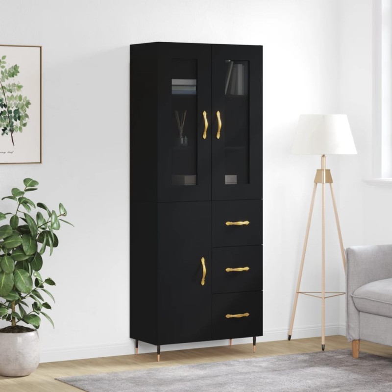 vidaXL Aparador alto madera contrachapada negro 69,5x34x180 cm vidaXL Aparador alto madera contrachapada negro 69,5x34x180 cm