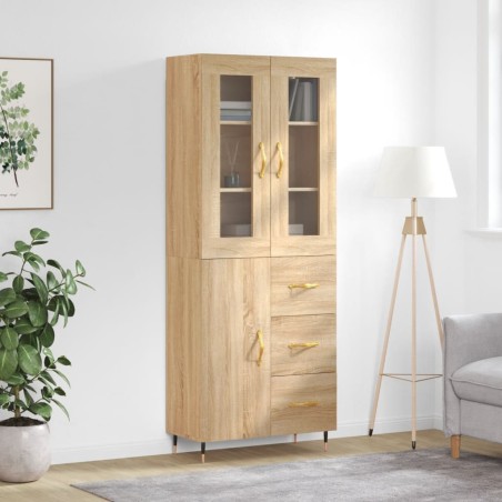 vidaXL Aparador alto madera contrachapada color roble 69,5x34x180 cm