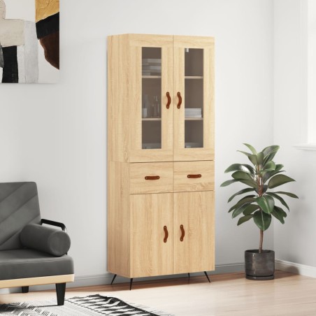 vidaXL Aparador alto madera contrachapada color roble 69,5x34x180 cm