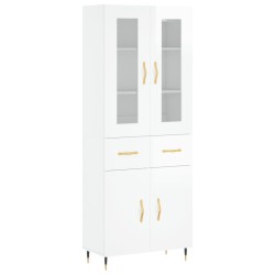 vidaXL Aparador alto madera contrachapada blanco brillo 69,5x34x180 cm