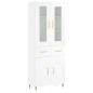 vidaXL Aparador alto madera contrachapada blanco brillo 69,5x34x180 cm