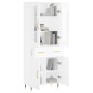 vidaXL Aparador alto madera contrachapada blanco brillo 69,5x34x180 cm
