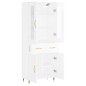 vidaXL Aparador alto madera contrachapada blanco brillo 69,5x34x180 cm