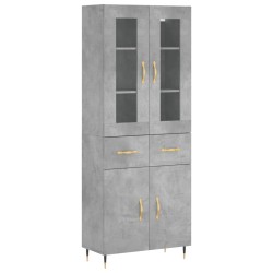 vidaXL Aparador alto madera contrachapada gris hormigón 69,5x34x180 cm