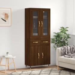 vidaXL Aparador alto madera contrachapada marrón roble 69,5x34x180 cm