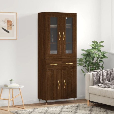 vidaXL Aparador alto madera contrachapada marrón roble 69,5x34x180 cm