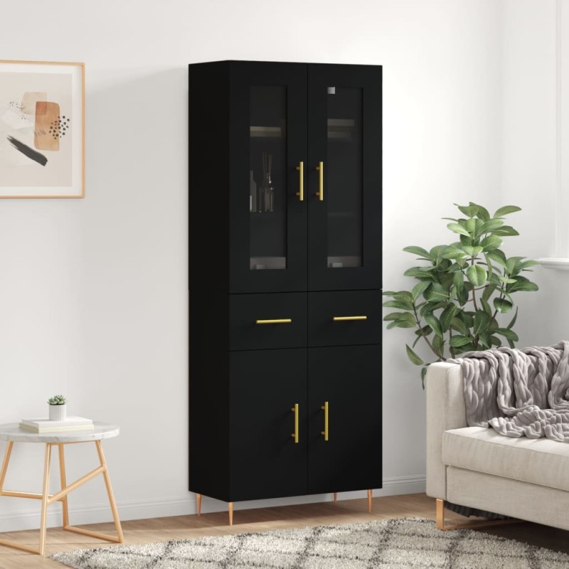 vidaXL Aparador alto madera contrachapada negro 69,5x34x180 cm vidaXL Aparador alto madera contrachapada negro 69,5x34x180 cm