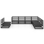 vidaXL Juego de muebles de jardín 9 piezas negro madera maciza de pino