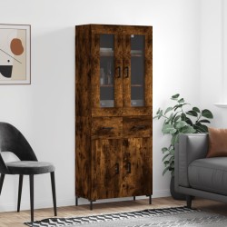 vidaXL Aparador alto madera contrachapada roble ahumado 69,5x34x180 cm