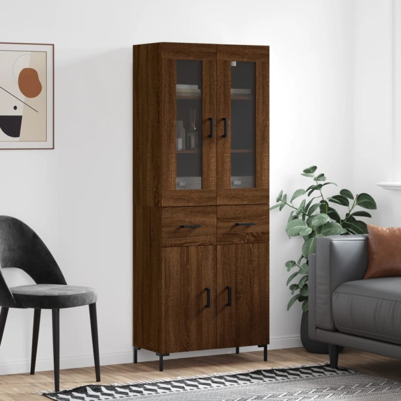 vidaXL Aparador alto madera contrachapada marrón roble 69,5x34x180 cm