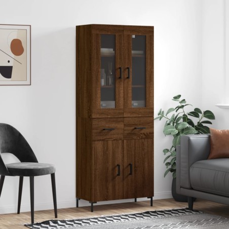 vidaXL Aparador alto madera contrachapada marrón roble 69,5x34x180 cm