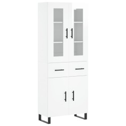vidaXL Aparador alto madera contrachapada blanco brillo 69,5x34x180 cm