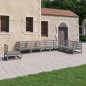 vidaXL Muebles de jardín 8 piezas gris madera de pino maciza