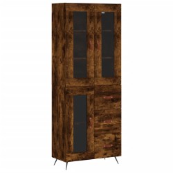 vidaXL Aparador alto madera contrachapada roble ahumado 69,5x34x180 cm