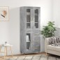 vidaXL Aparador alto madera contrachapada gris hormigón 69,5x34x180 cm