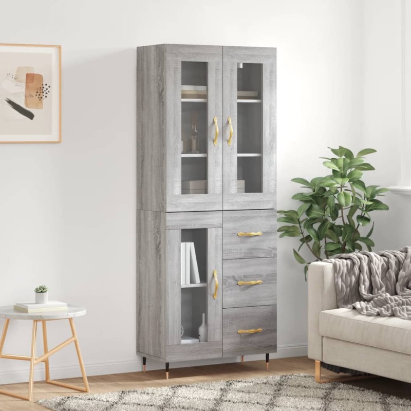 vidaXL Aparador alto madera contrachapada gris sonoma 69,5x34x180 cm vidaXL Aparador alto madera contrachapada gris sonoma 69,5x34x180 cm