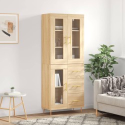 vidaXL Aparador alto madera contrachapada color roble 69,5x34x180 cm
