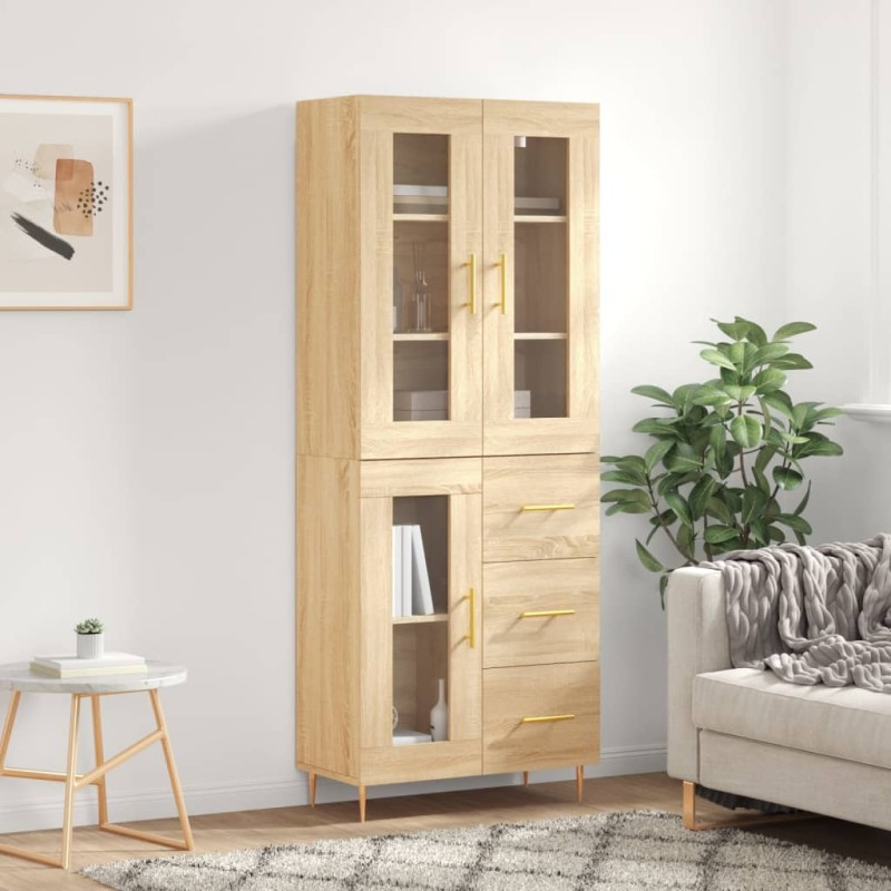 vidaXL Aparador alto madera contrachapada color roble 69,5x34x180 cm vidaXL Aparador alto madera contrachapada color roble 69,5x34x180 cm