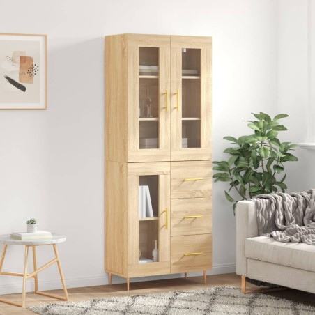 vidaXL Aparador alto madera contrachapada color roble 69,5x34x180 cm