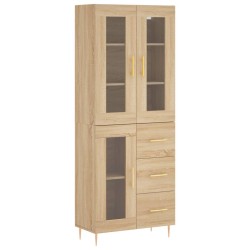 vidaXL Aparador alto madera contrachapada color roble 69,5x34x180 cm