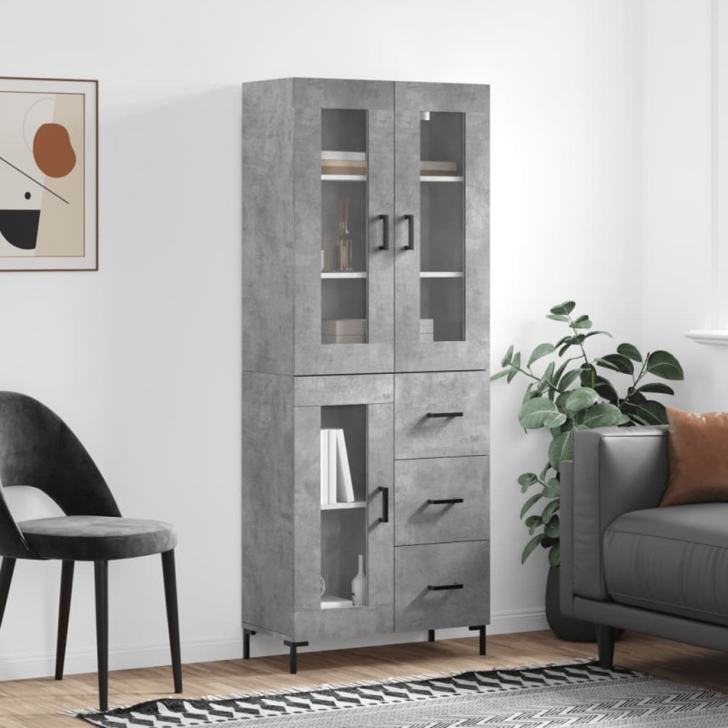 vidaXL Aparador alto madera contrachapada gris hormigón 69,5x34x180 cm vidaXL Aparador alto madera contrachapada gris hormigón 69,5x34x180 cm