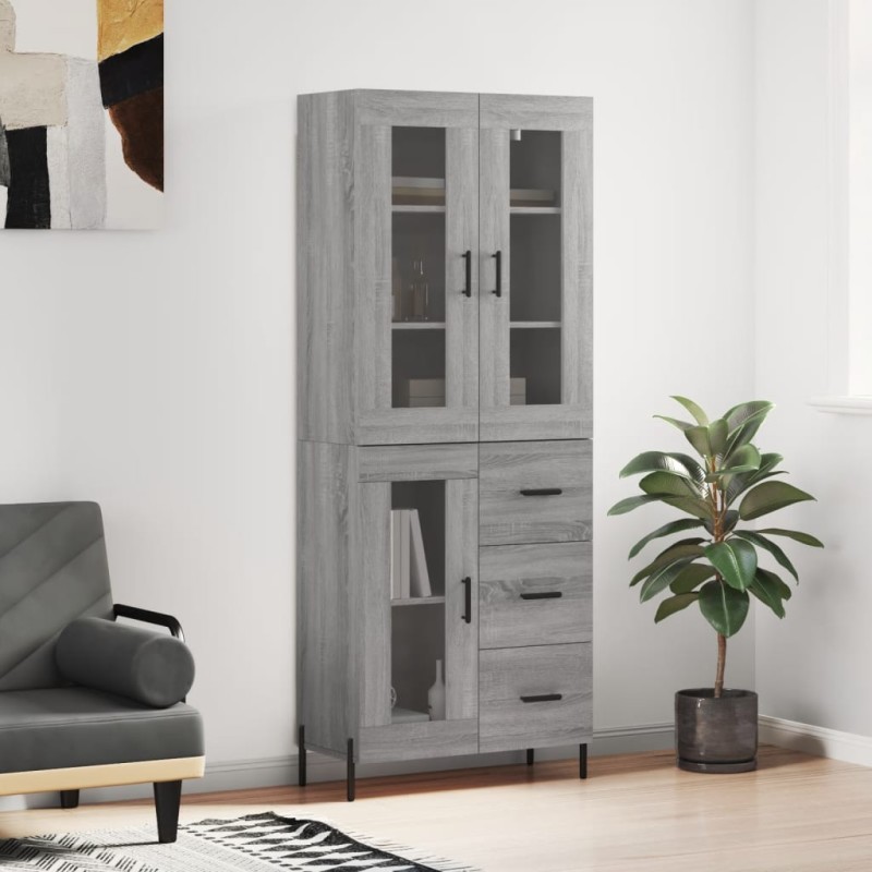 vidaXL Aparador alto madera contrachapada gris sonoma 69,5x34x180 cm vidaXL Aparador alto madera contrachapada gris sonoma 69,5x34x180 cm