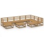 vidaXL Muebles de jardín 10 pzas y cojines marrón miel madera pino vidaXL Muebles de jardín 10 pzas y cojines marrón miel madera pino