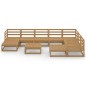 vidaXL Muebles de jardín 10 pzas y cojines marrón miel madera pino vidaXL Muebles de jardín 10 pzas y cojines marrón miel madera pino