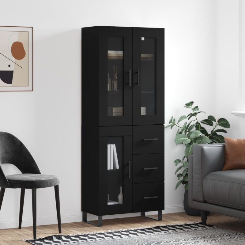 vidaXL Aparador alto madera contrachapada negro 69,5x34x180 cm vidaXL Aparador alto madera contrachapada negro 69,5x34x180 cm