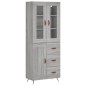 vidaXL Aparador alto madera contrachapada gris sonoma 69,5x34x180 cm