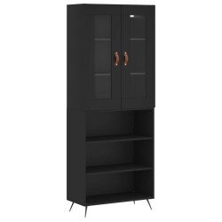 vidaXL Aparador alto madera contrachapada negro 69,5x34x180 cm