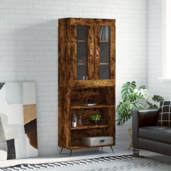 vidaXL Aparador alto madera contrachapada roble ahumado 69,5x34x180 cm