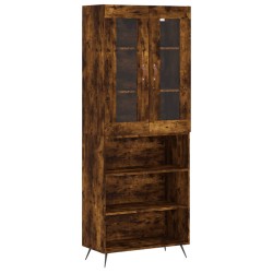 vidaXL Aparador alto madera contrachapada roble ahumado 69,5x34x180 cm