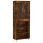 vidaXL Aparador alto madera contrachapada roble ahumado 69,5x34x180 cm