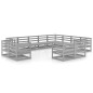 vidaXL Muebles de jardín 12 piezas gris madera de pino maciza vidaXL Muebles de jardín 12 piezas gris madera de pino maciza