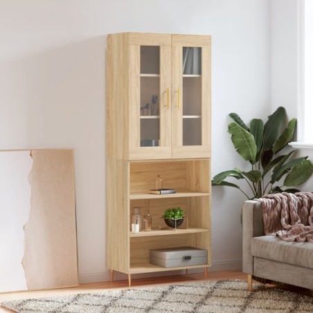 vidaXL Aparador alto madera contrachapada color roble 69,5x34x180 cm