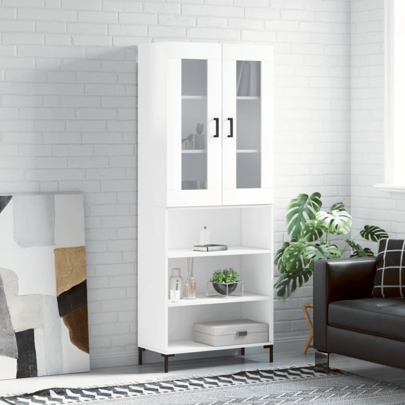 vidaXL Aparador alto madera contrachapada blanco brillo 69,5x34x180 cm vidaXL Aparador alto madera contrachapada blanco brillo 69,5x34x180 cm