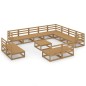 vidaXL Muebles de jardín 13 pzas y cojines marrón miel madera pino vidaXL Muebles de jardín 13 pzas y cojines marrón miel madera pino