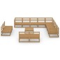 vidaXL Muebles de jardín 13 pzas y cojines marrón miel madera pino vidaXL Muebles de jardín 13 pzas y cojines marrón miel madera pino