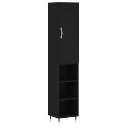 vidaXL Aparador de madera contrachapada negro 34,5x34x180 cm