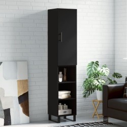 vidaXL Aparador de madera contrachapada negro 34,5x34x180 cm