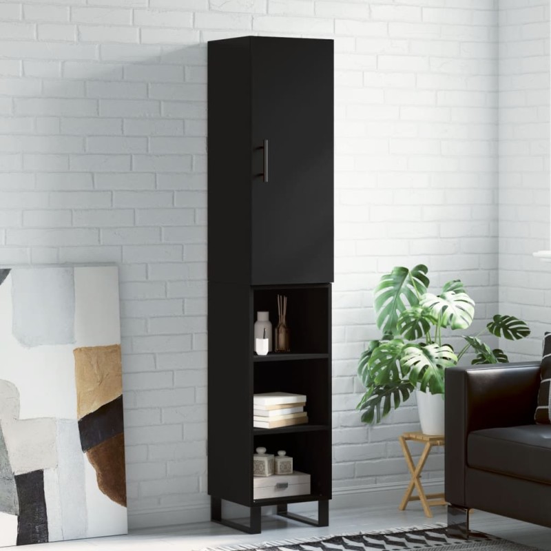 vidaXL Aparador de madera contrachapada negro 34,5x34x180 cm vidaXL Aparador de madera contrachapada negro 34,5x34x180 cm
