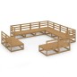 vidaXL Muebles de jardín 11 pzas y cojines marrón miel madera pino vidaXL Muebles de jardín 11 pzas y cojines marrón miel madera pino