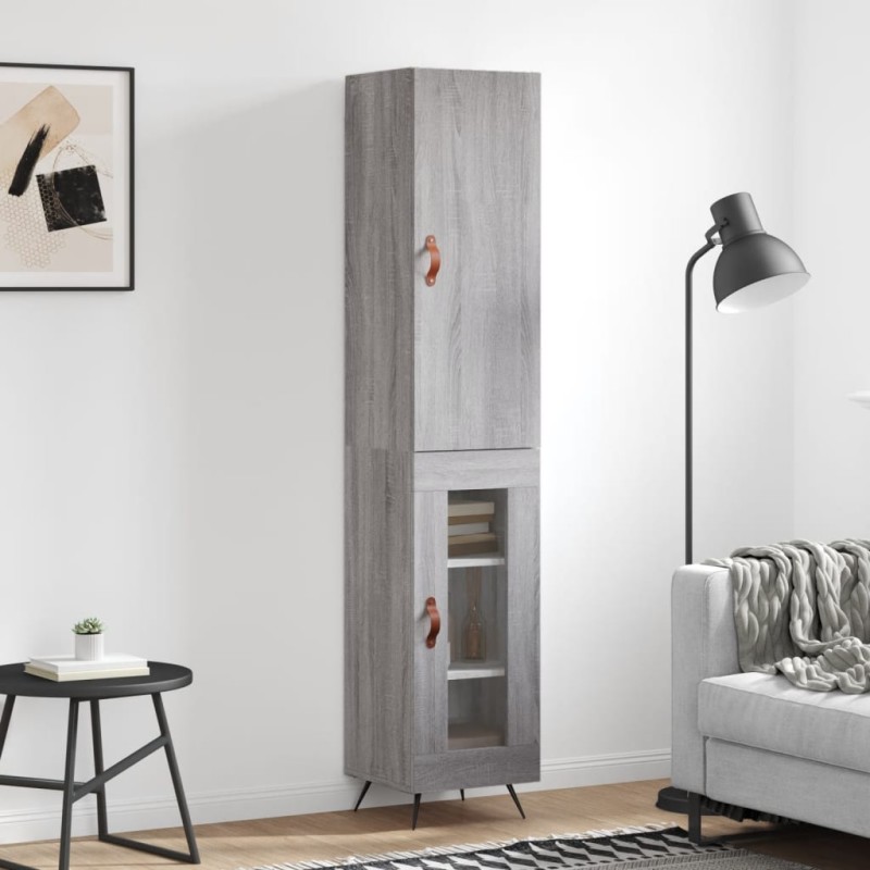 vidaXL Aparador alto madera contrachapada gris Sonoma 34,5x34x180 cm vidaXL Aparador alto madera contrachapada gris Sonoma 34,5x34x180 cm