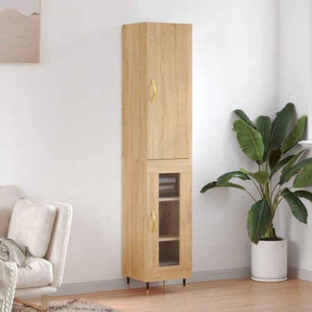 vidaXL Aparador de madera contrachapada roble Sonoma 34,5x34x180 cm